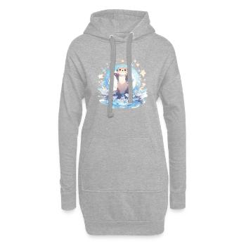 Niedlicher Baby-Otter - Hoodie-Kleid - Grau meliert - Vorne