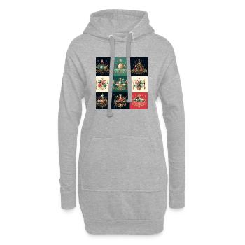 christmas tablecloth - Hoodie Dress - heather grey - Front