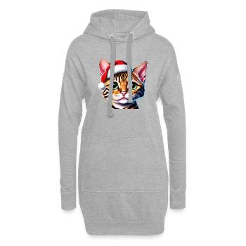 Chaton Bengal Chaton Noël Chaton Bengale - Sweat-shirt à capuche long Femme - gris chiné - Devant