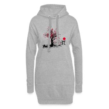 Fleur de Sakura | Fleur de cerisier | Oriental Art - Sweat-shirt à capuche long Femme - gris chiné - Devant
