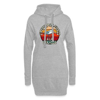 J’peux pas j’vais à la bécasse - Sweat-shirt à capuche long Femme - gris chiné - Devant