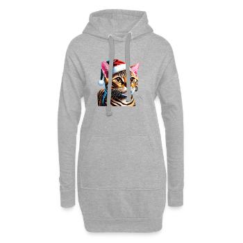Chaton de Noël chat du Bengale Chaton du Bengale - Sweat-shirt à capuche long Femme - gris chiné - Devant