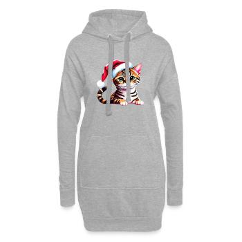 Noël Bengal Cat Kitten Bengal Kitten - Sweat-shirt à capuche long Femme - gris chiné - Devant