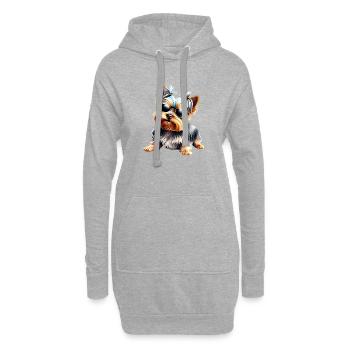 Chiot Yorkshire Terrier Chien Propriétaire Chien - Sweat-shirt à capuche long Femme - gris chiné - Devant