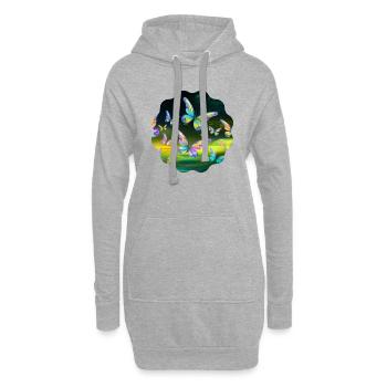 Schmetterlinge - Hoodie-Kleid - Grau meliert - Vorne