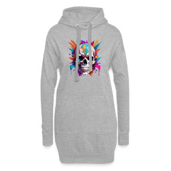 Skull - Hoodie-Kleid - Grau meliert - Vorne