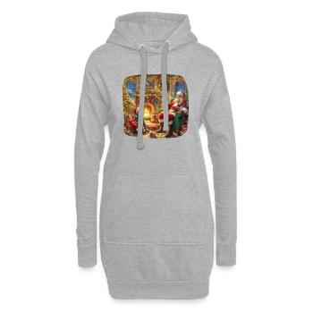 Weihnachtsmann Weihnachtsbaum Geschenke Heiligabend Abendessen Oblate - Hoodie-Kleid - Grau meliert - Vorne