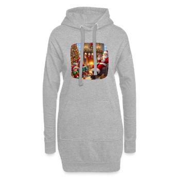 Weihnachtsmann Heiligabend Familie Rentiere - Hoodie-Kleid - Grau meliert - Vorne