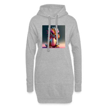 mignon petit bébé dragon drôle - Sweat-shirt à capuche long Femme - gris chiné - Devant