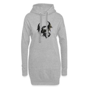 Dragon Volant Conte de Fées Ailé Mythique Sinistre - Sweat-shirt à capuche long Femme - gris chiné - Devant