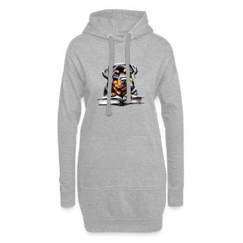Rottweiler Dog Book Reading Rottweiler Puppy Dogs - Hoodie Dress - heather grey - Front