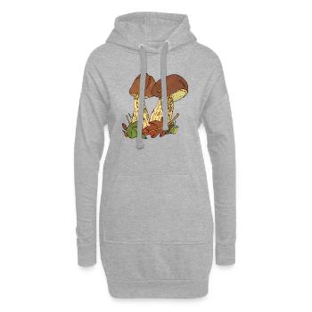 Pilze - Hoodie-Kleid - Grau meliert - Vorne