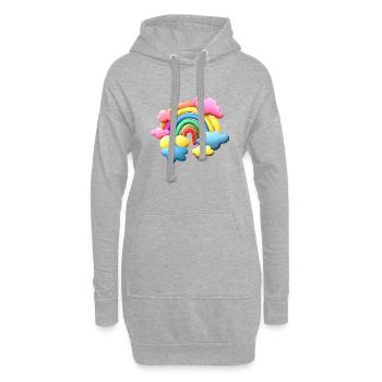 Regenbogen bunte Wolken Baby Kinder - Hoodie-Kleid - Grau meliert - Vorne
