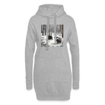 Kleine Dachse im Schnee - Hoodie-Kleid - Grau meliert - Vorne