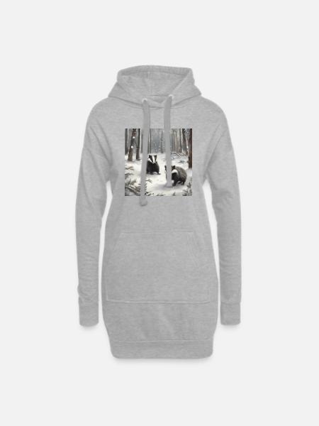 Kleine Dachse im Schnee - Hoodie-Kleid - Grau meliert