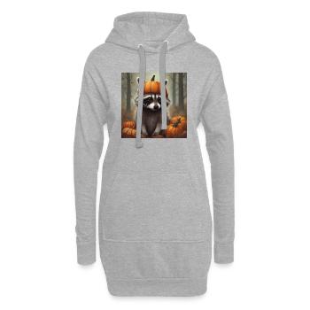 Kleiner Waschbär im Kürbis - Hoodie-Kleid - Grau meliert - Vorne