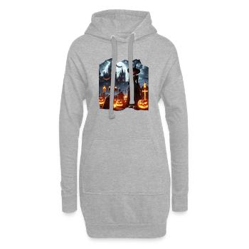 Citrouilles de cimetière de sorcières - Sweat-shirt à capuche long Femme - gris chiné - Devant