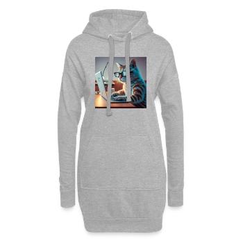 chat drôle d’ordinateur portable de frappe - Sweat-shirt à capuche long Femme - gris chiné - Devant