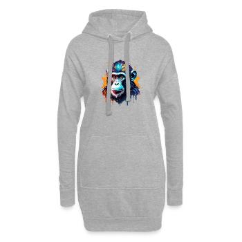 Singe / Animal / Zoo / Chimpanzé / Sauvage / Bande dessinée - Sweat-shirt à capuche long Femme - gris chiné - Devant