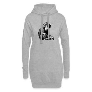 Singe / Animal / Zoo / Chimpanzé / Sauvage / Bande dessinée - Sweat-shirt à capuche long Femme - gris chiné - Devant