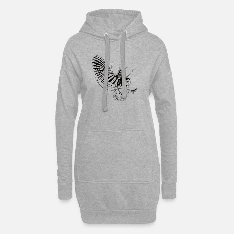 Eule - Hoodie-Kleid - Grau meliert