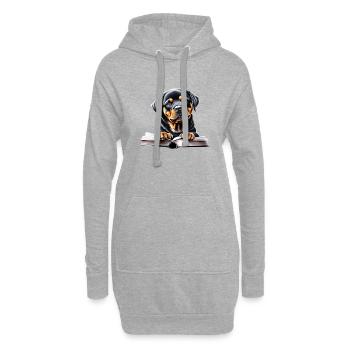 Dogs Rottweiler Dog Book Reading Rottweiler Puppy - Hoodie Dress - heather grey - Front