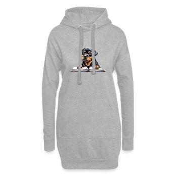 Dogs Book Reading Rottweiler Puppy Rottweiler Dog - Hoodie Dress - heather grey - Front