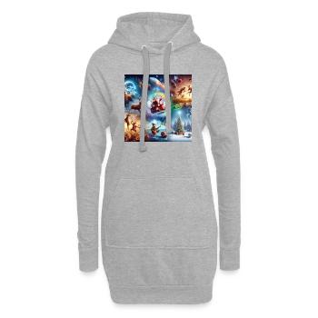 Weihnachtsmitternachtsmesse Geschenke Weihnachtsbaum Weihnachtsmann - Hoodie-Kleid - Grau meliert - Vorne