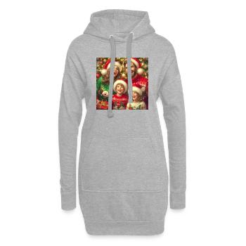 Heiligabend Weihnachtswaffel Geschenke Weihnachtsbaum - Hoodie-Kleid - Grau meliert - Vorne