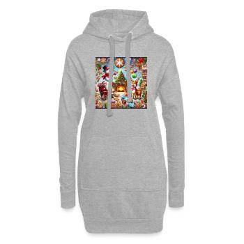 Cadeaux de Noël Gaufrette Réveillon de Noël Arbre de Noël - Sweat-shirt à capuche long Femme - gris chiné - Devant