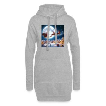 Santa Claus Sleigh Reindeer Christmas Tree Christmas Eve Gifts - Hoodie Dress - heather grey - Front