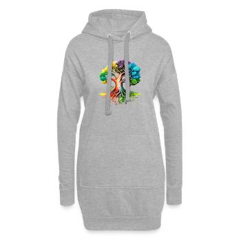 Baum des Lebens Lebensbaum Yoga Meditation - Hoodie-Kleid - Grau meliert - Vorne