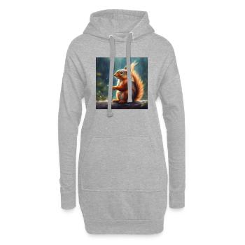Eichhörnchen im Regen - Hoodie-Kleid - Grau meliert - Vorne