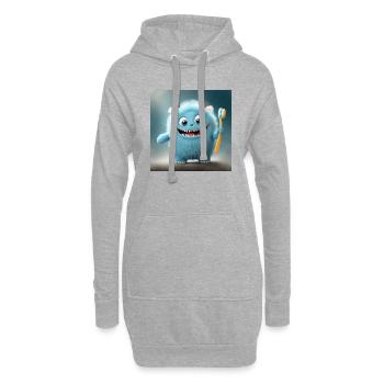 mignon petit monstre moelleux brosse à dents brosse à dents dents - Sweat-shirt à capuche long Femme - gris chiné - Devant