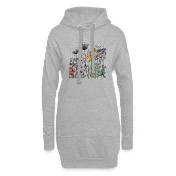 Blumen - Hoodie-Kleid - Grau meliert - Vorne