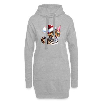 Chaton de Noël chat du Bengale Chaton du Bengale - Sweat-shirt à capuche long Femme - gris chiné - Devant
