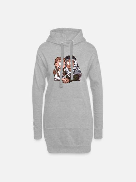 Israël et la Palestine s’aiment - Sweat-shirt à capuche long Femme - gris chiné