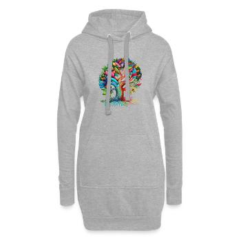 Lebensbaum Yoga Baum des Lebens Meditation - Hoodie-Kleid - Grau meliert - Vorne