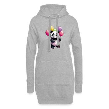Panda avec des ballons - Sweat-shirt à capuche long Femme - gris chiné - Devant