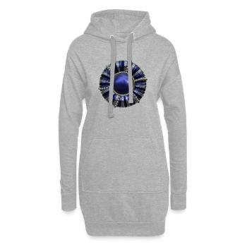 Button blue with pearls - Hoodie-Kleid - Grau meliert - Vorne