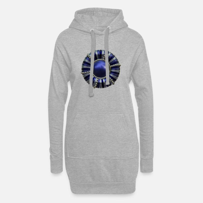 Button blue with pearls - Hoodie-Kleid - Grau meliert