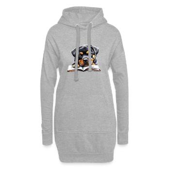 Rottweiler Book Reading Rottweiler Puppy Dog Dogs - Hoodie Dress - heather grey - Front