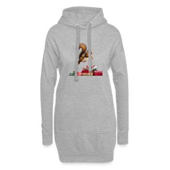 Eichhörnchen springt über Geschenke - Hoodie-Kleid - Grau meliert - Vorne