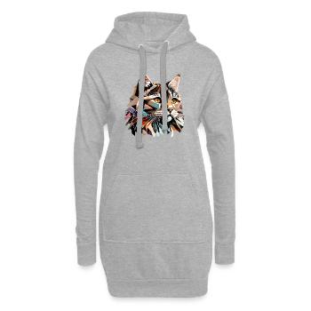 Maine Coon Cat Propriétaire Chat Chaton Chaton Mâle - Sweat-shirt à capuche long Femme - gris chiné - Devant
