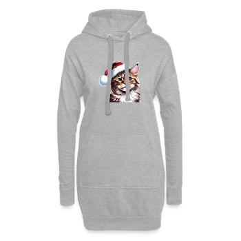 Maine Coon Noël chat Noël chat chaton chaton - Sweat-shirt à capuche long Femme - gris chiné - Devant