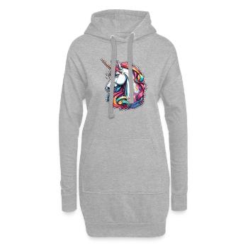 Licorne / Cheval / Fille / Créature mythique / Conte de fées - Sweat-shirt à capuche long Femme - gris chiné - Devant