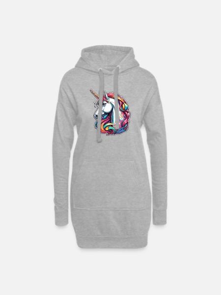Einhorn / Pferd / Mädchen / Fabelwesen / Märchen - Hoodie-Kleid - Grau meliert