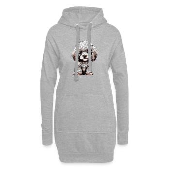 Pudel Hundeliebe Pudelwelpe Hundewelpe Hundehalter - Hoodie-Kleid - Grau meliert - Vorne