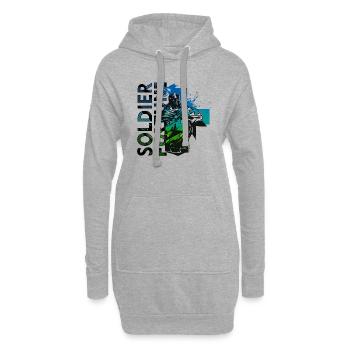 Soldat, Fortune, Militaire, Armée, Guerre, Cool, Marine, Combat - Sweat-shirt à capuche long Femme - gris chiné - Devant