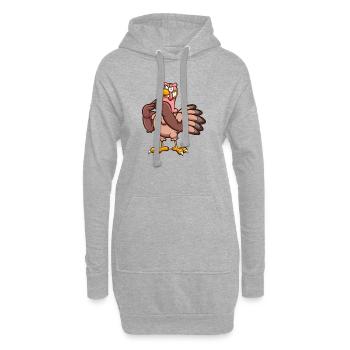 Méchant Dessin Animé Turquie - Sweat-shirt à capuche long Femme - gris chiné - Devant